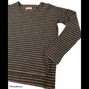 Madewell Black and Silver Stripe Marled Top Sz M